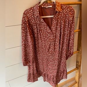 Shirt dress with ruffled bottom